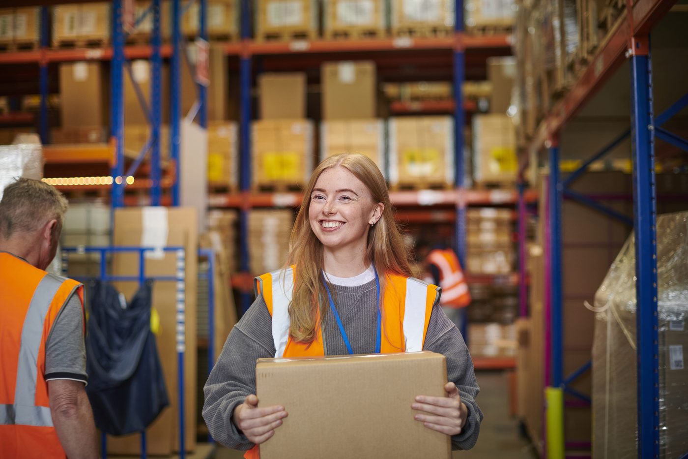 Blue collar warehouse staff
