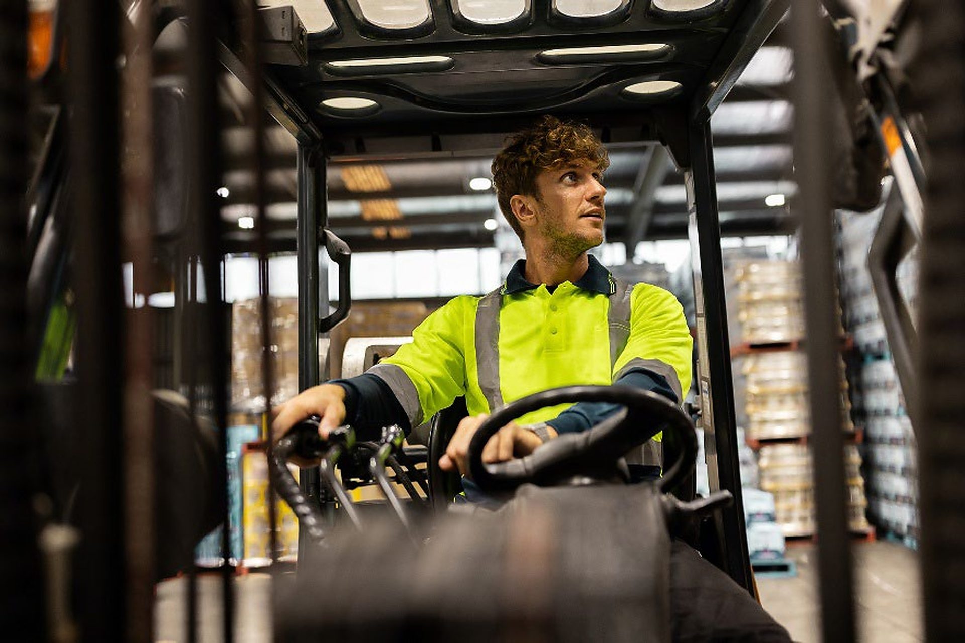 Forklift operator in national distribution centre